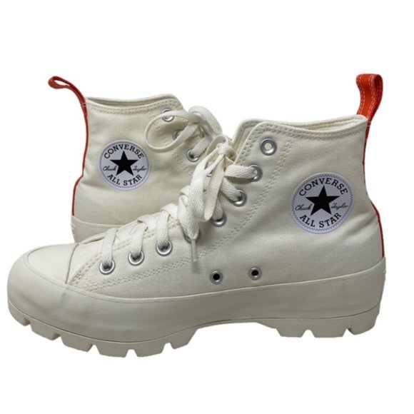 Converse Ctas Lugged Canvas Shoes High Women Size White Red Custom 572582C-WWRD - Picture 7 of 11